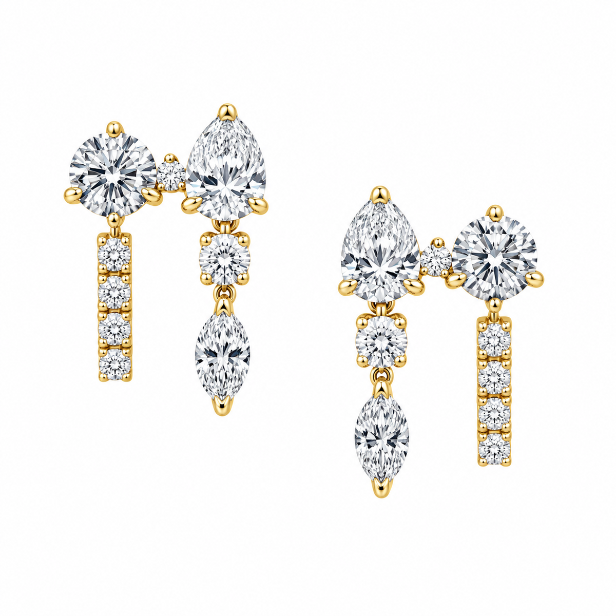 Double Drop Diamond Earrings
