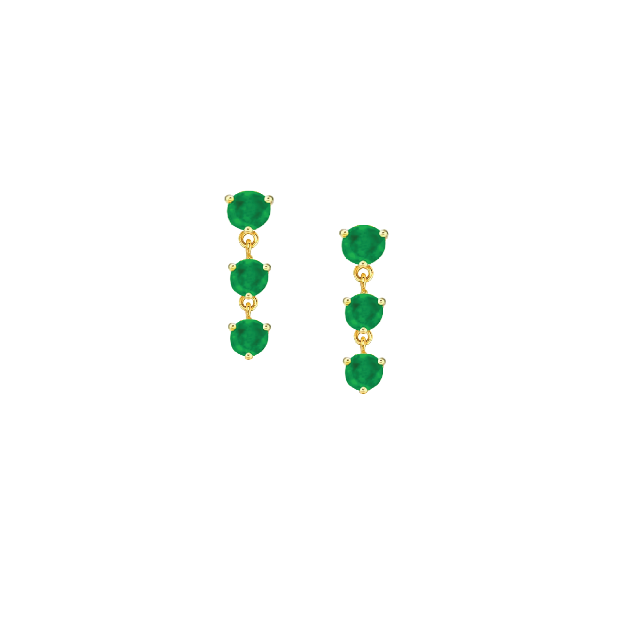 Triple Emerald Drop Studs