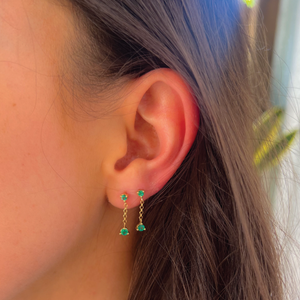 Emerald Chain Drop Studs