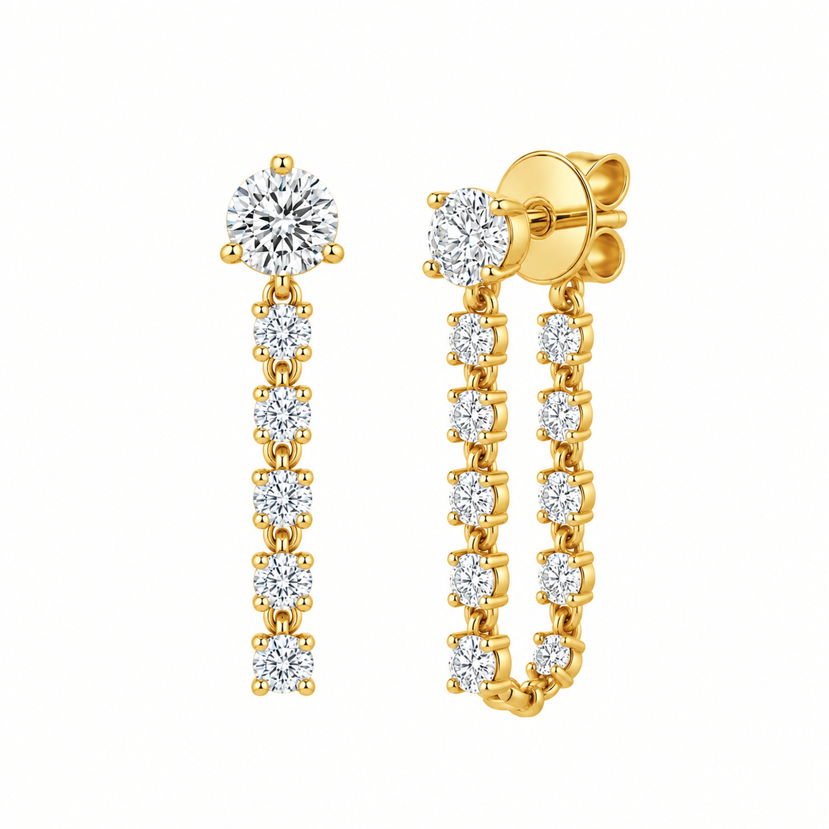 Diamond Chain Loop Earrings