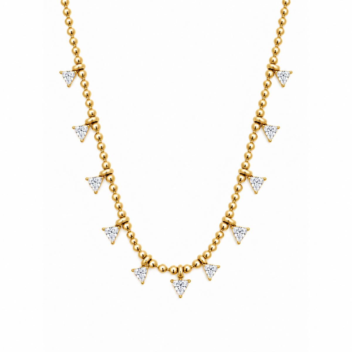 Diamond Triangle Fringe Drop Necklace