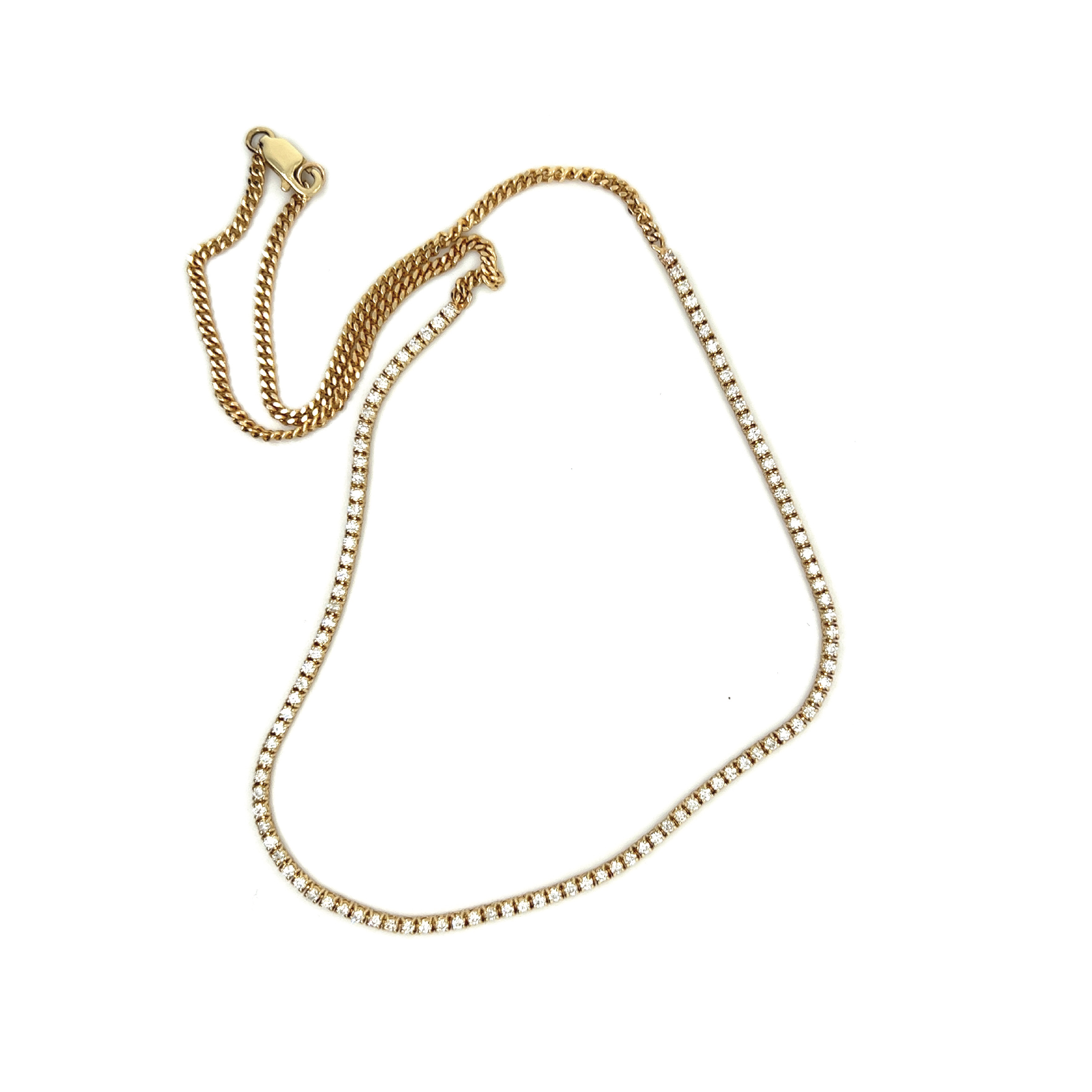 Half Curb Chain Tennis Necklace