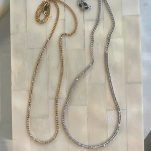 Half Curb Chain Tennis Necklace IN STOCK