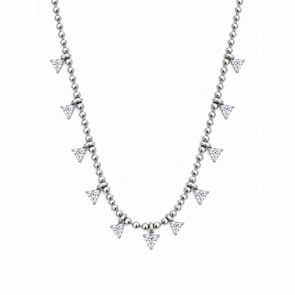 Diamond Triangle Fringe Drop Necklace