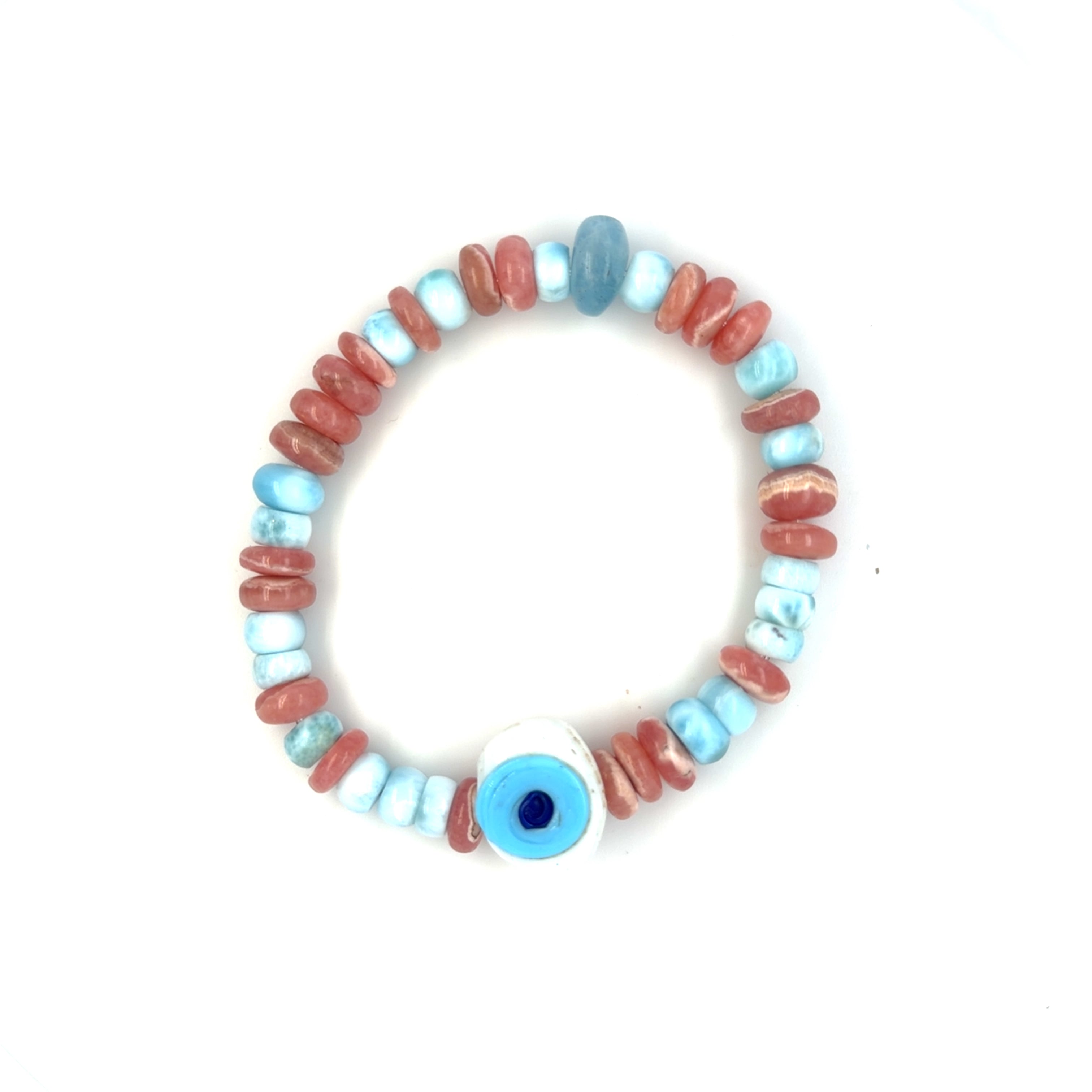 Chunky Evil Eye Stretch Bracelet - White