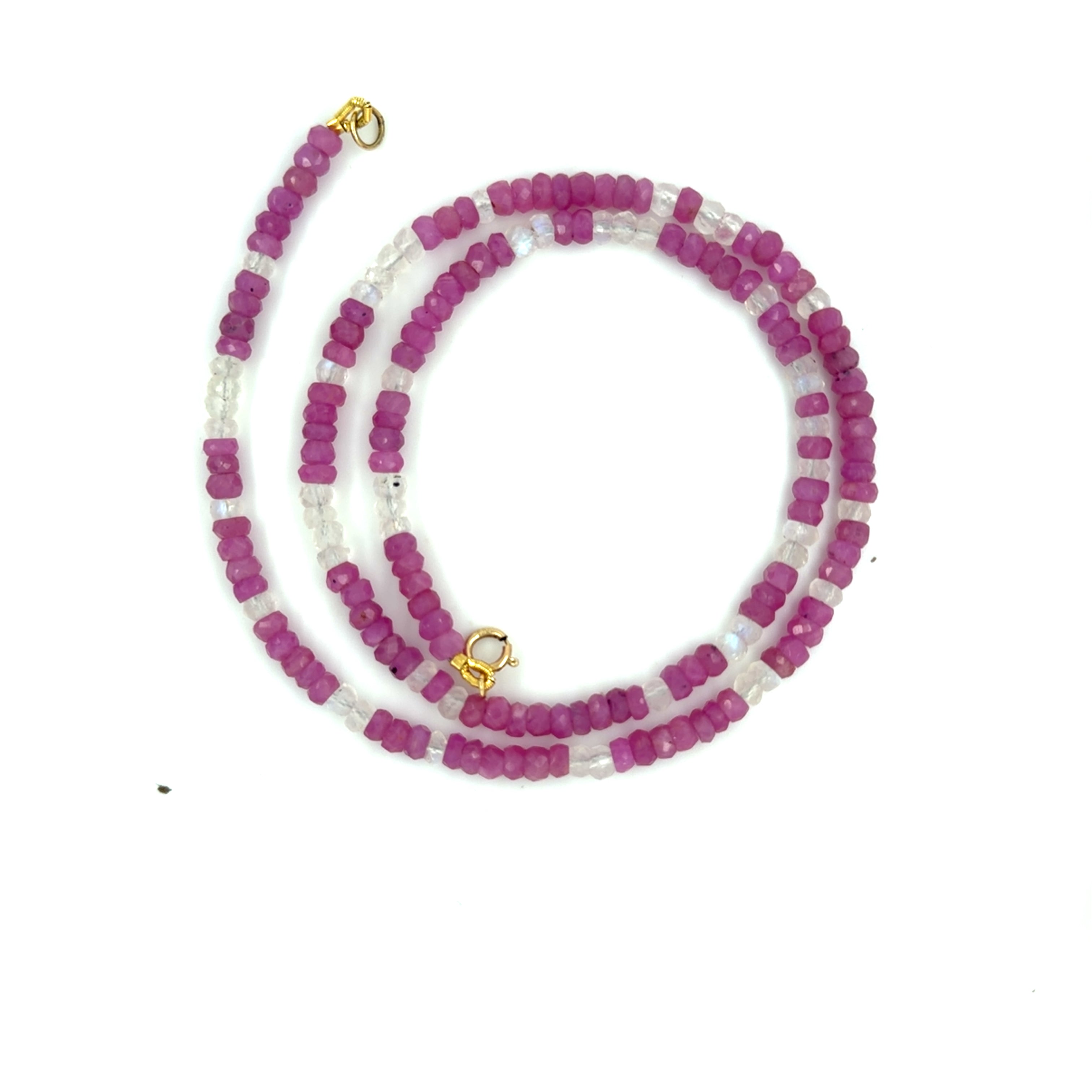 Pink Sapphire + Moonstone Beaded Strand