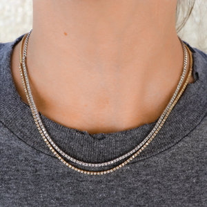 Half Curb Chain Tennis Necklace