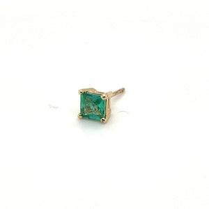 Square Cut Emerald Stud