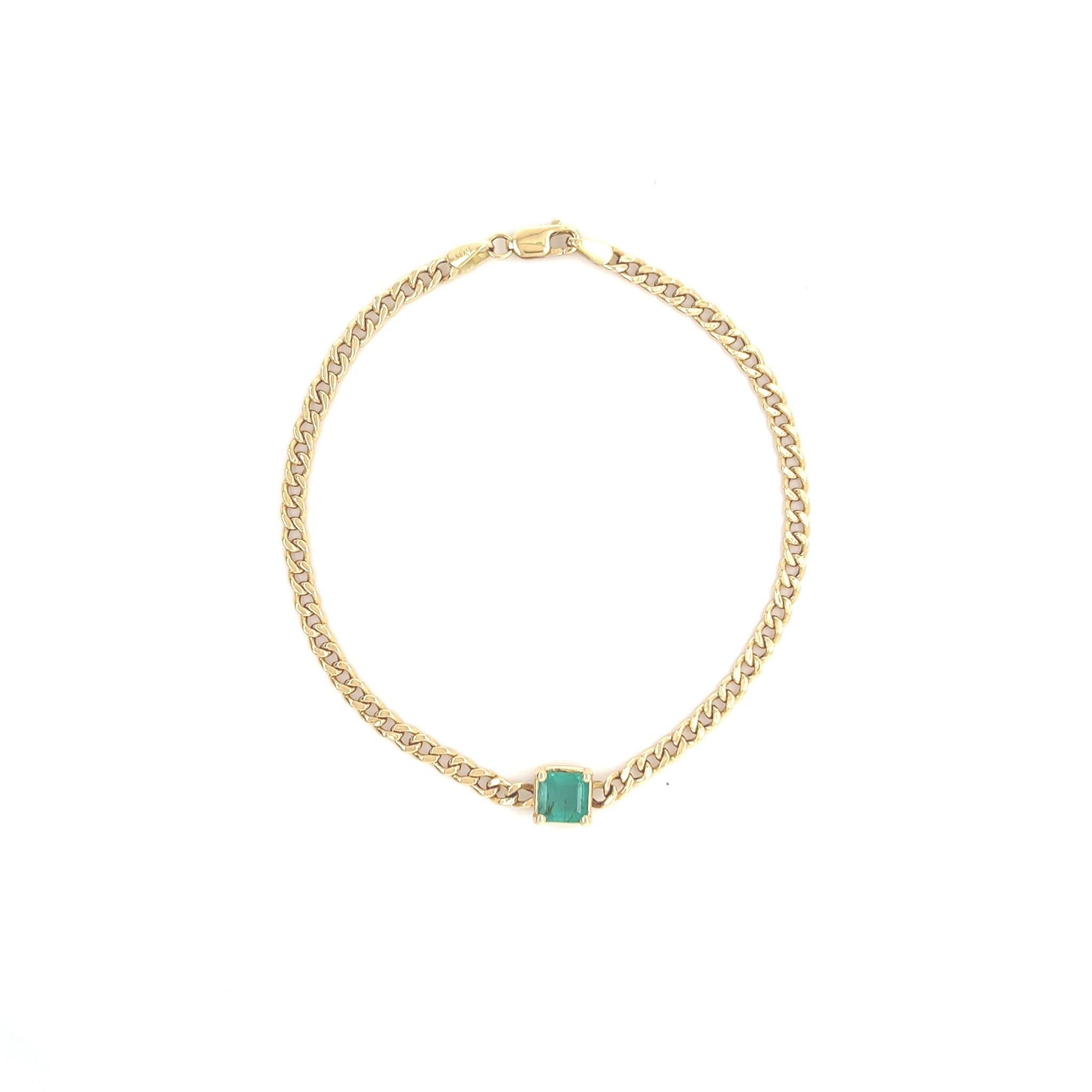 Emerald Curb Chain Bracelet