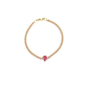 Ruby Pear Curb Chain Bracelet | ONE OF A KIND