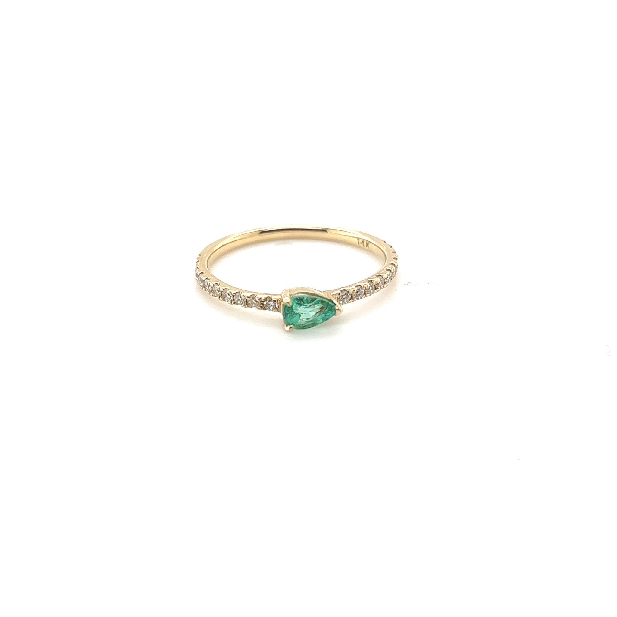 Pear Cut Emerald Pave Ring