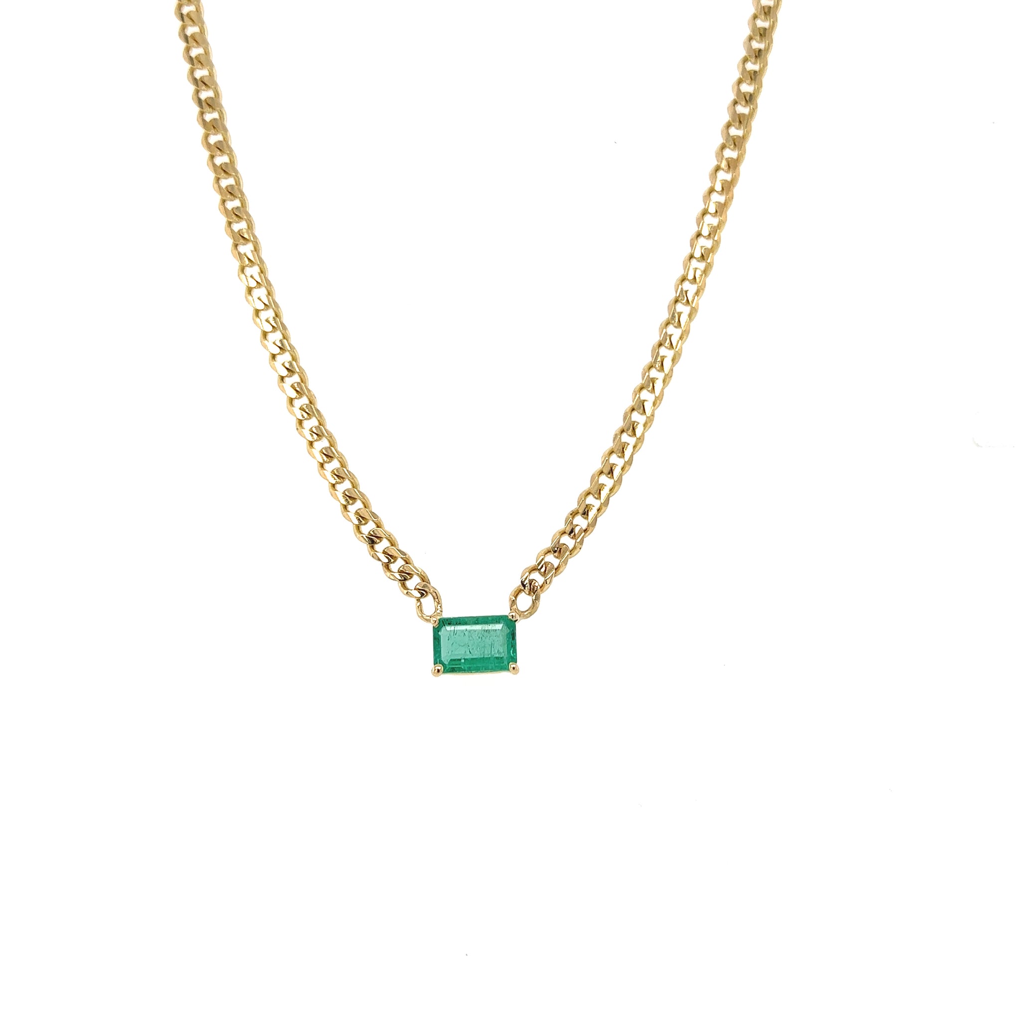 Emerald Curb Chain Necklace