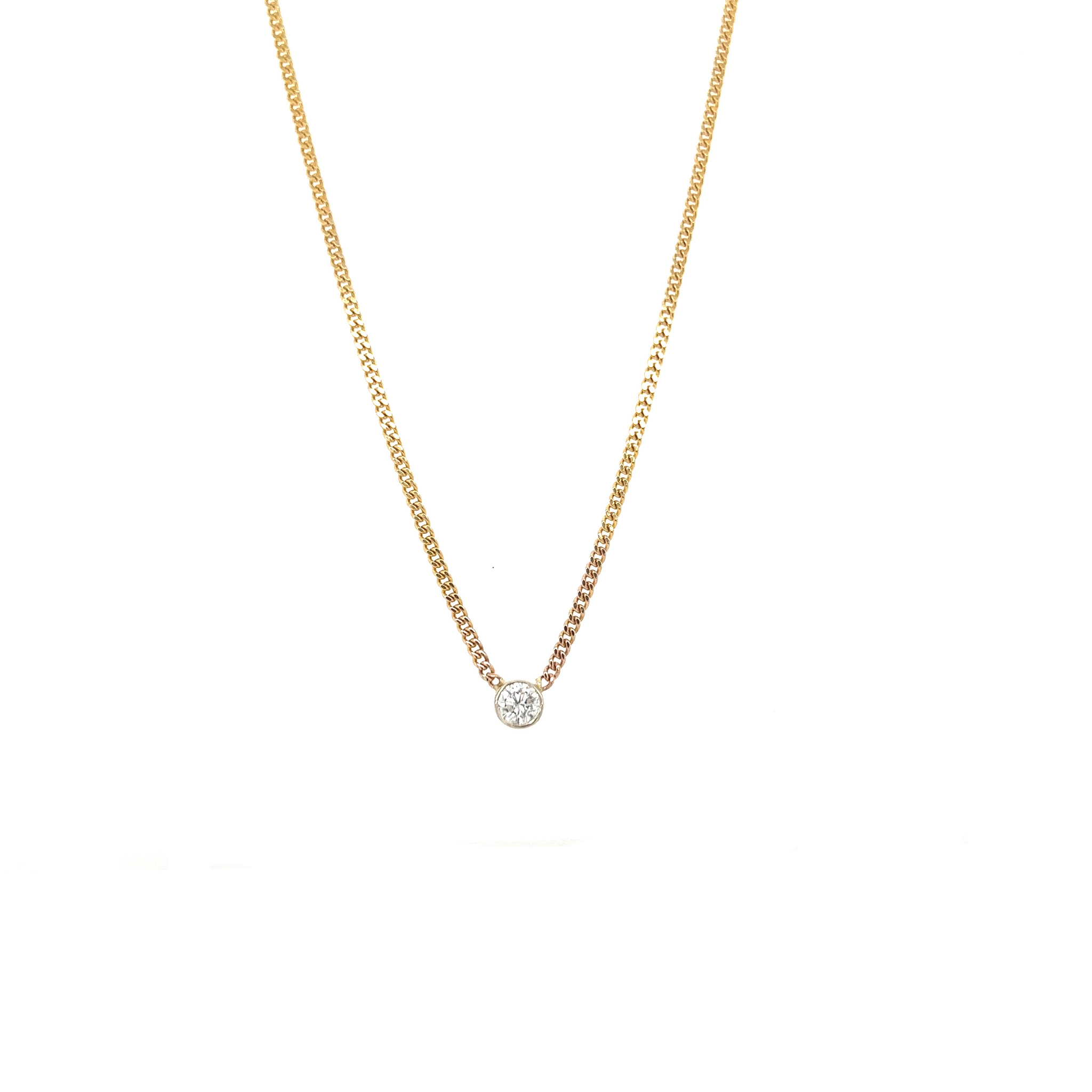 Round Mini Diamond Bezel Curb Necklace