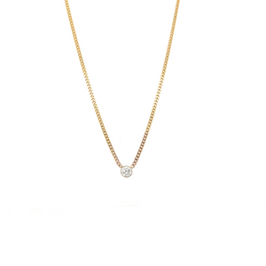 Round Mini Diamond Bezel Curb Necklace