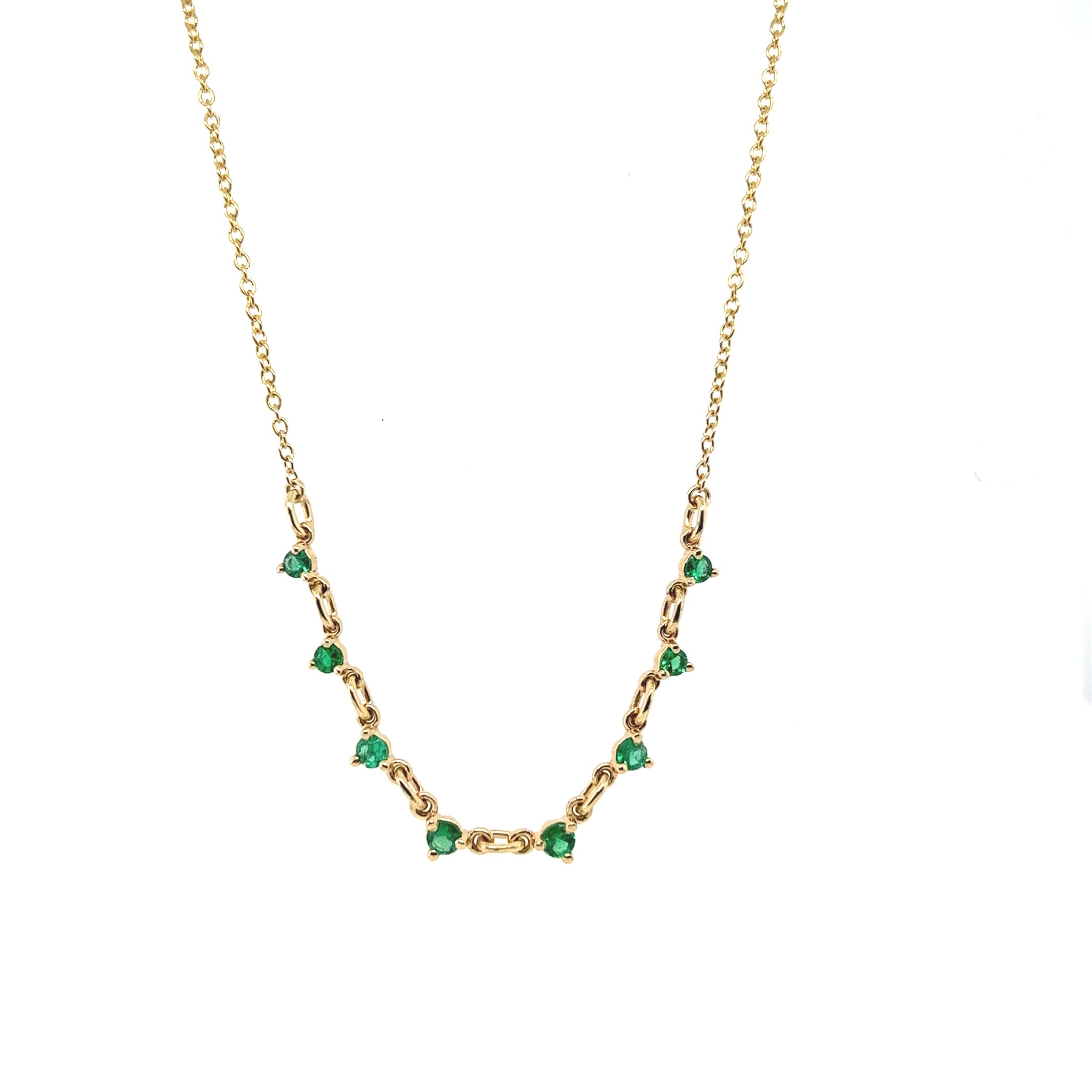 Graduated 3-Prong Emerald Necklace