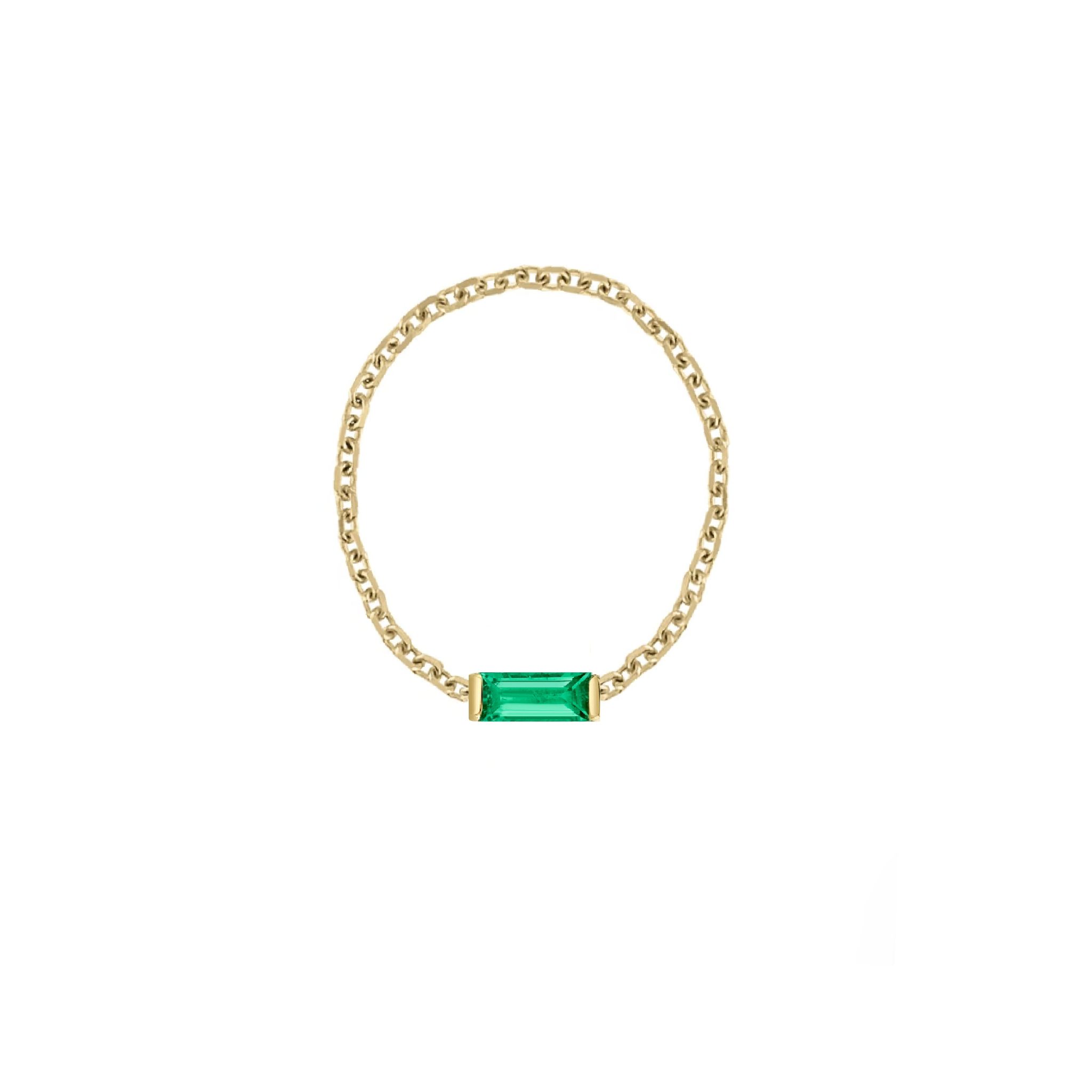 Emerald Baguette Chain Ring