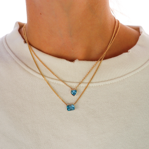 Blue Topaz Curb Chain Necklace