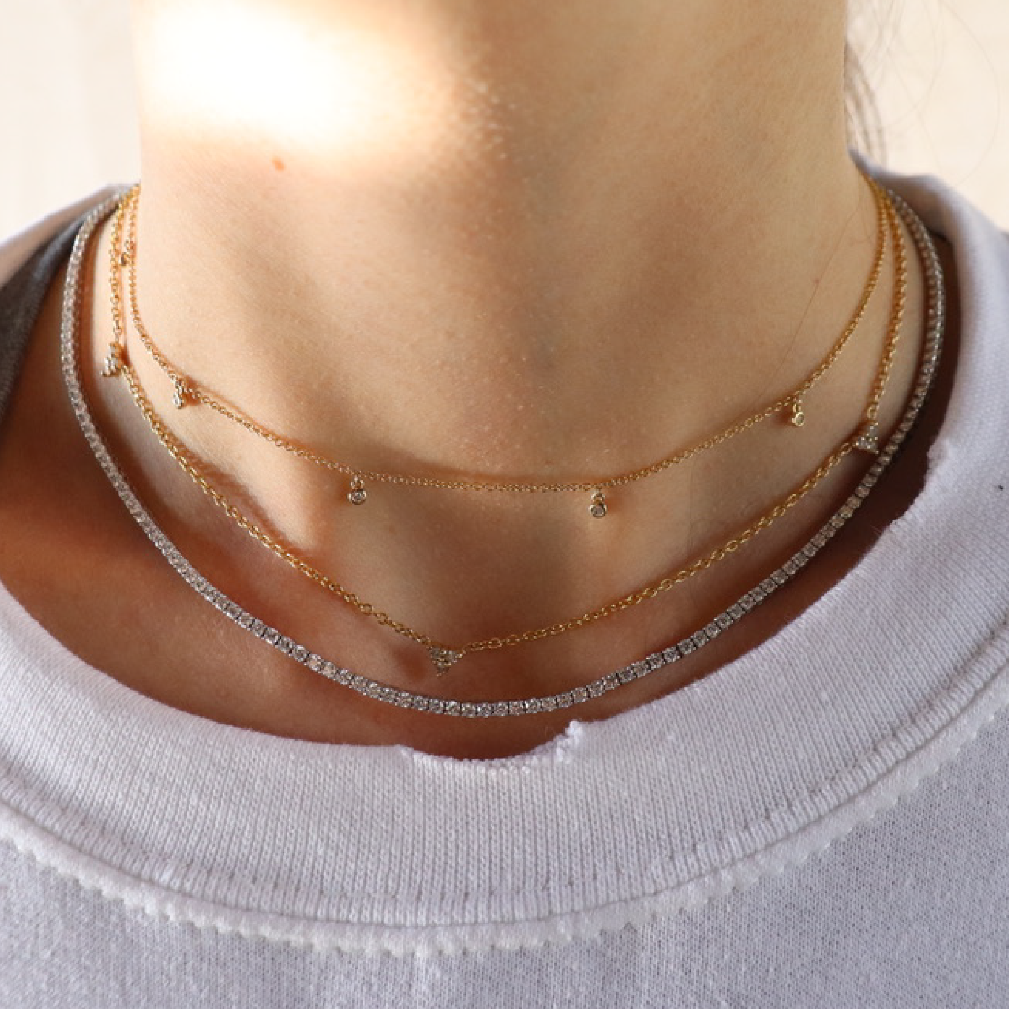 Diamond Drop Bezel Necklace