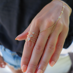 Heart Diamond Bezel Chain Ring