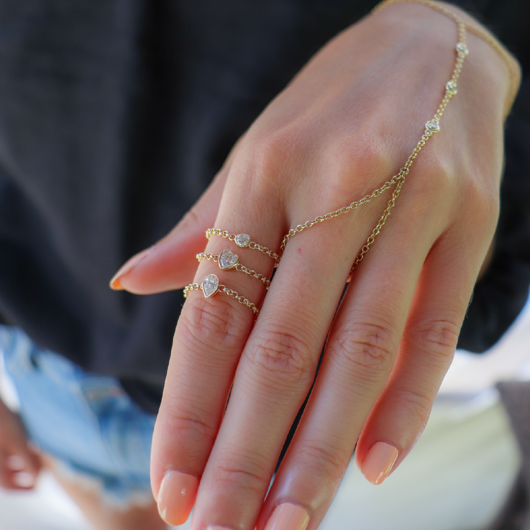 Round Diamond Bezel Chain Ring