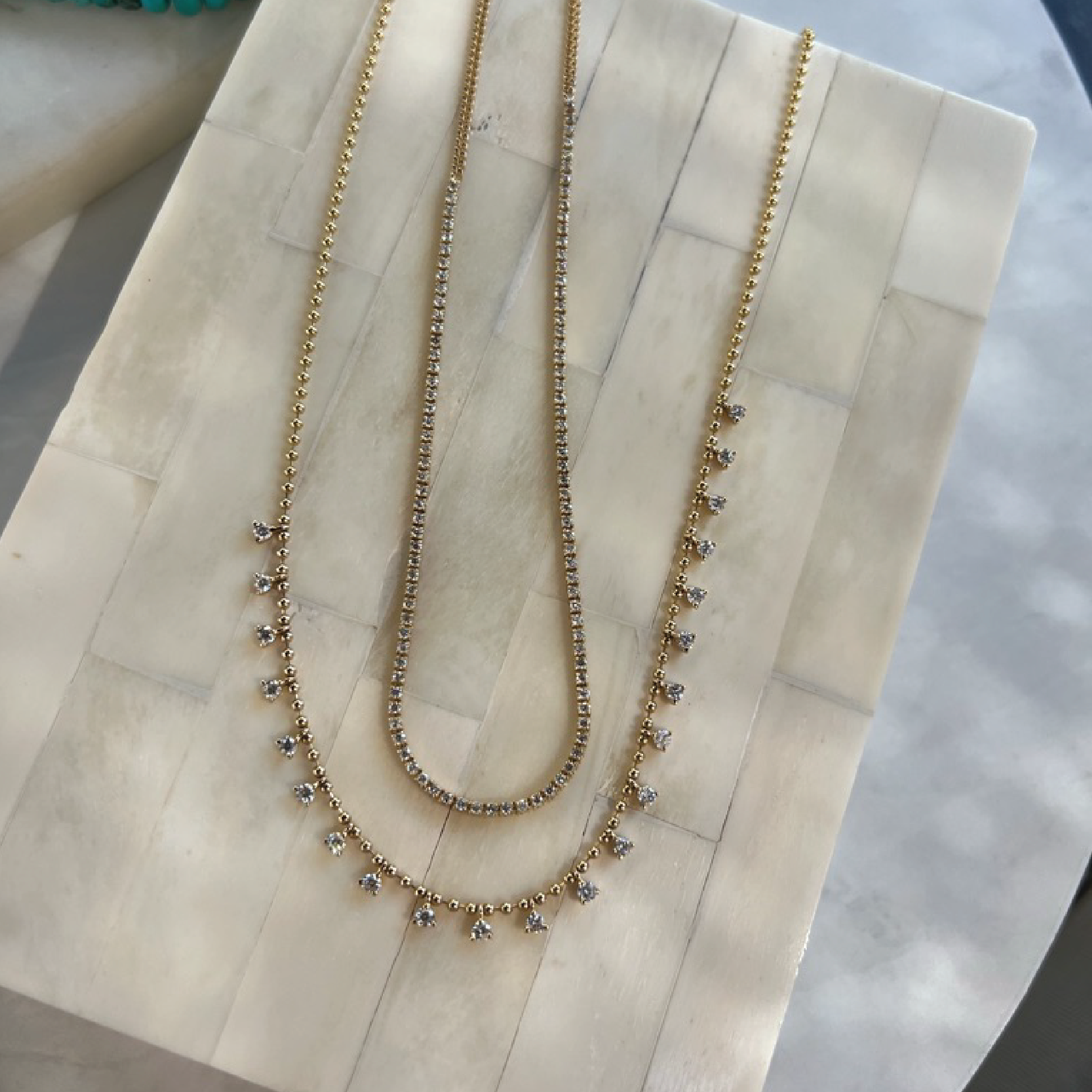 Diamond Fringe Ball Necklace