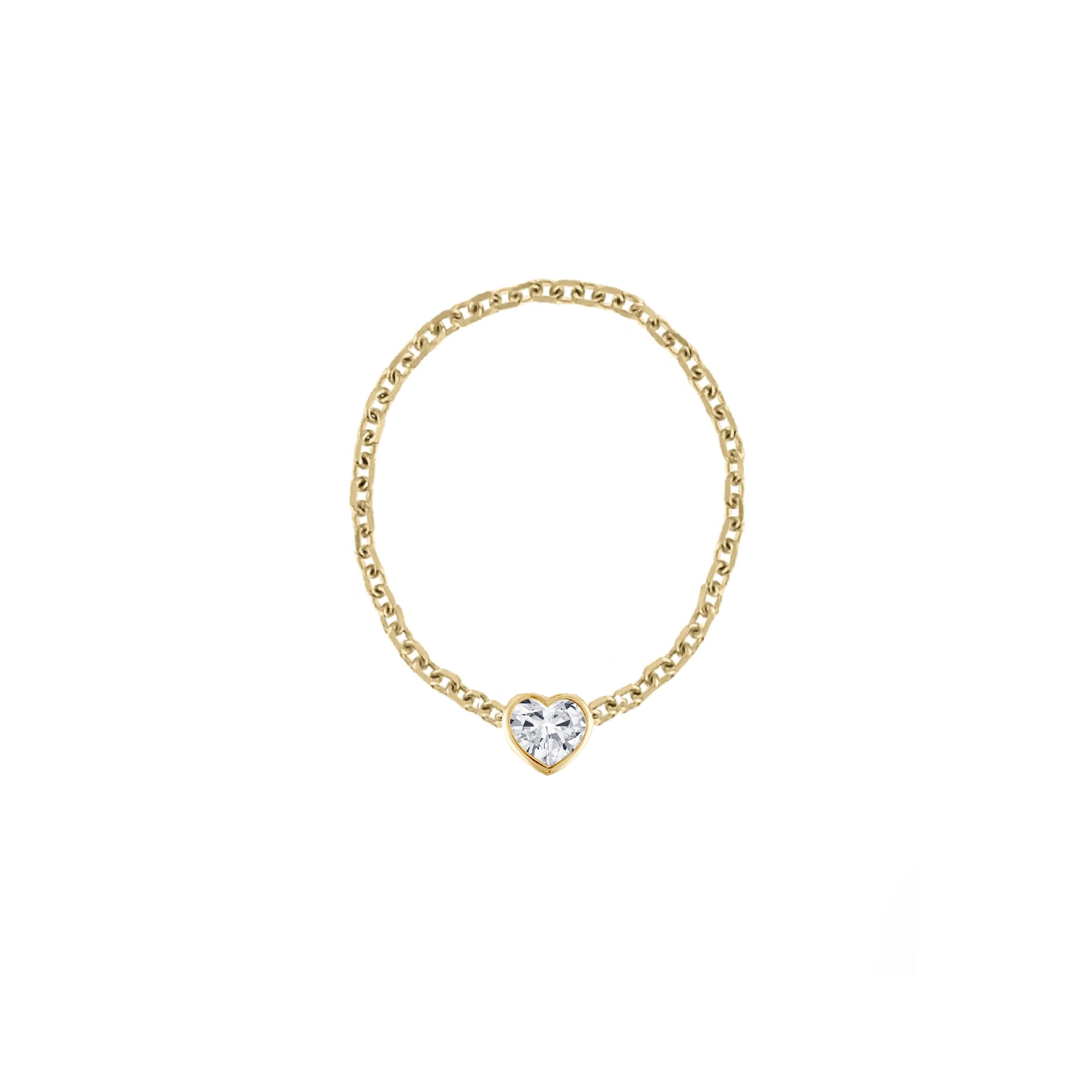 Heart Diamond Bezel Chain Ring