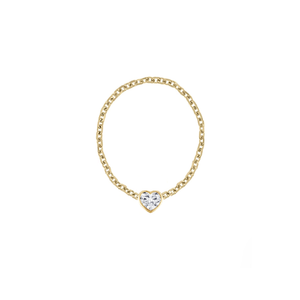 Heart Diamond Bezel Chain Ring