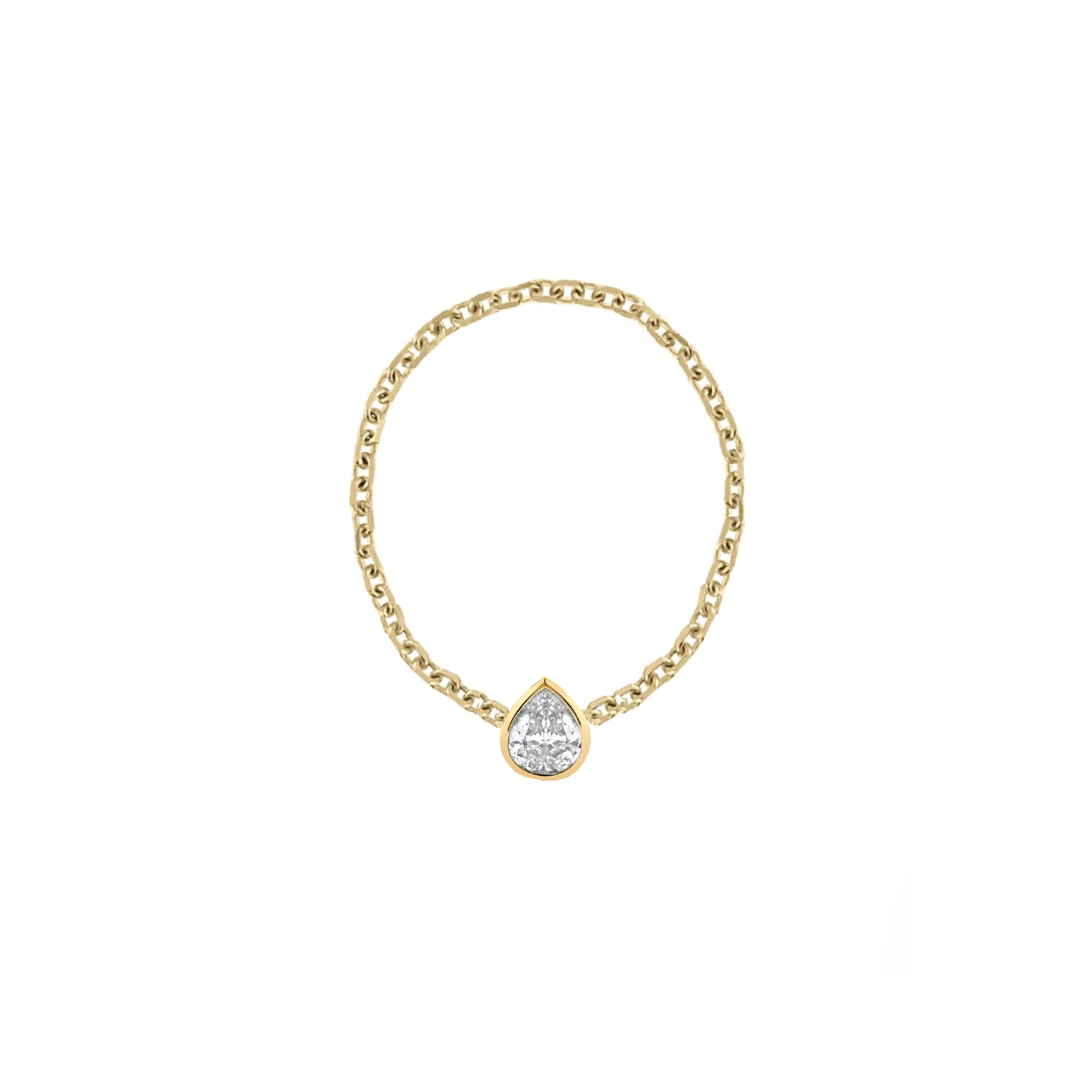 Pear Diamond Bezel Chain Ring