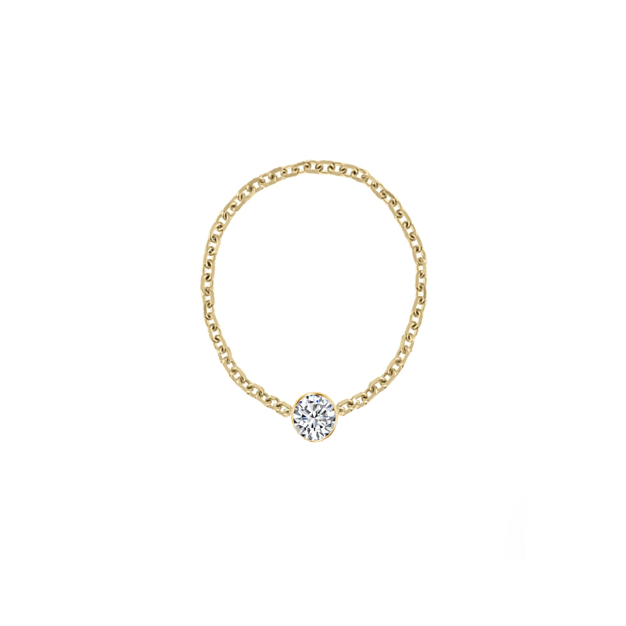 Round Diamond Bezel Chain Ring