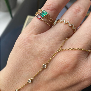 Emerald Baguette Chain Ring