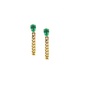 Emerald Pear Cut Chain Loop Earring