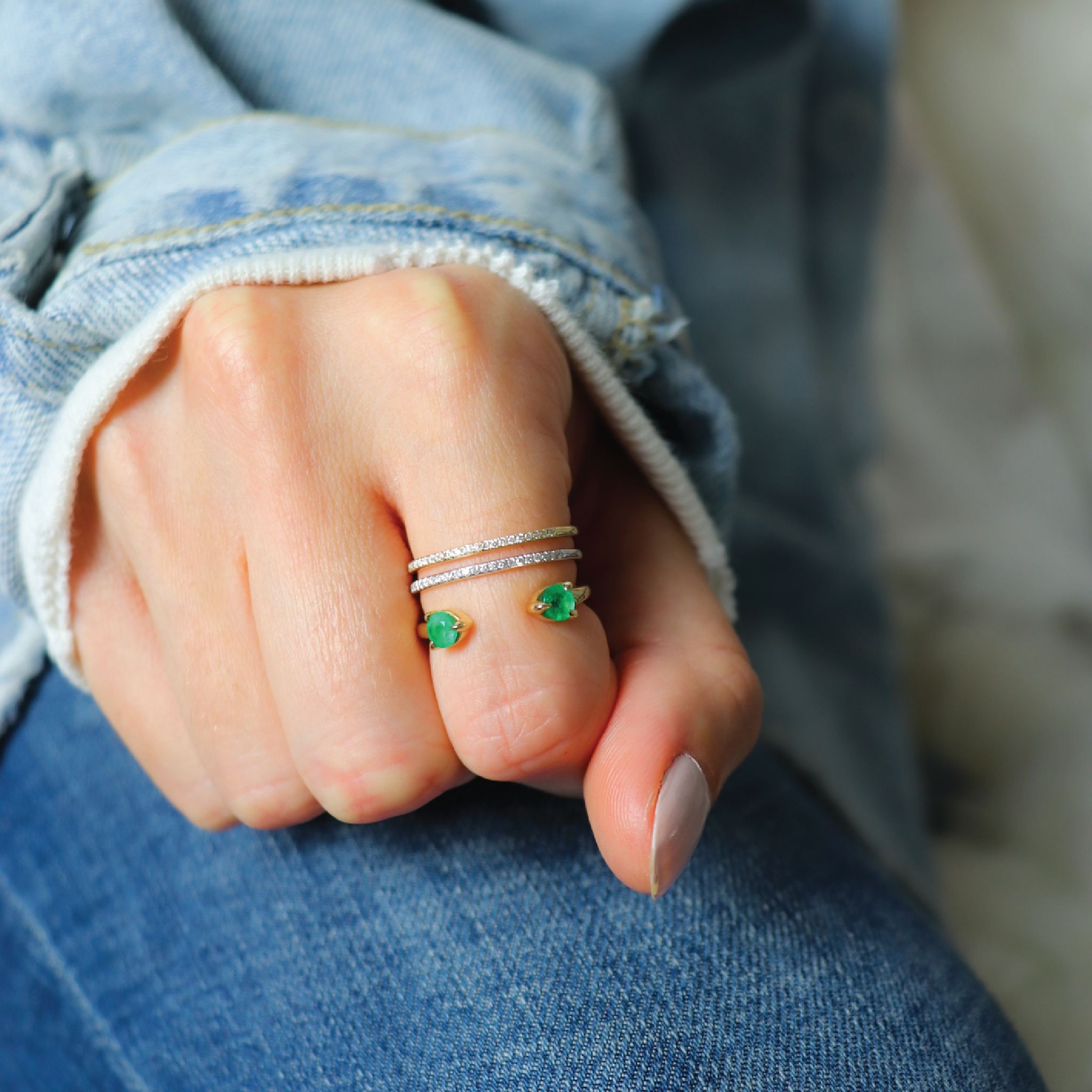 Emerald Cuff Ring