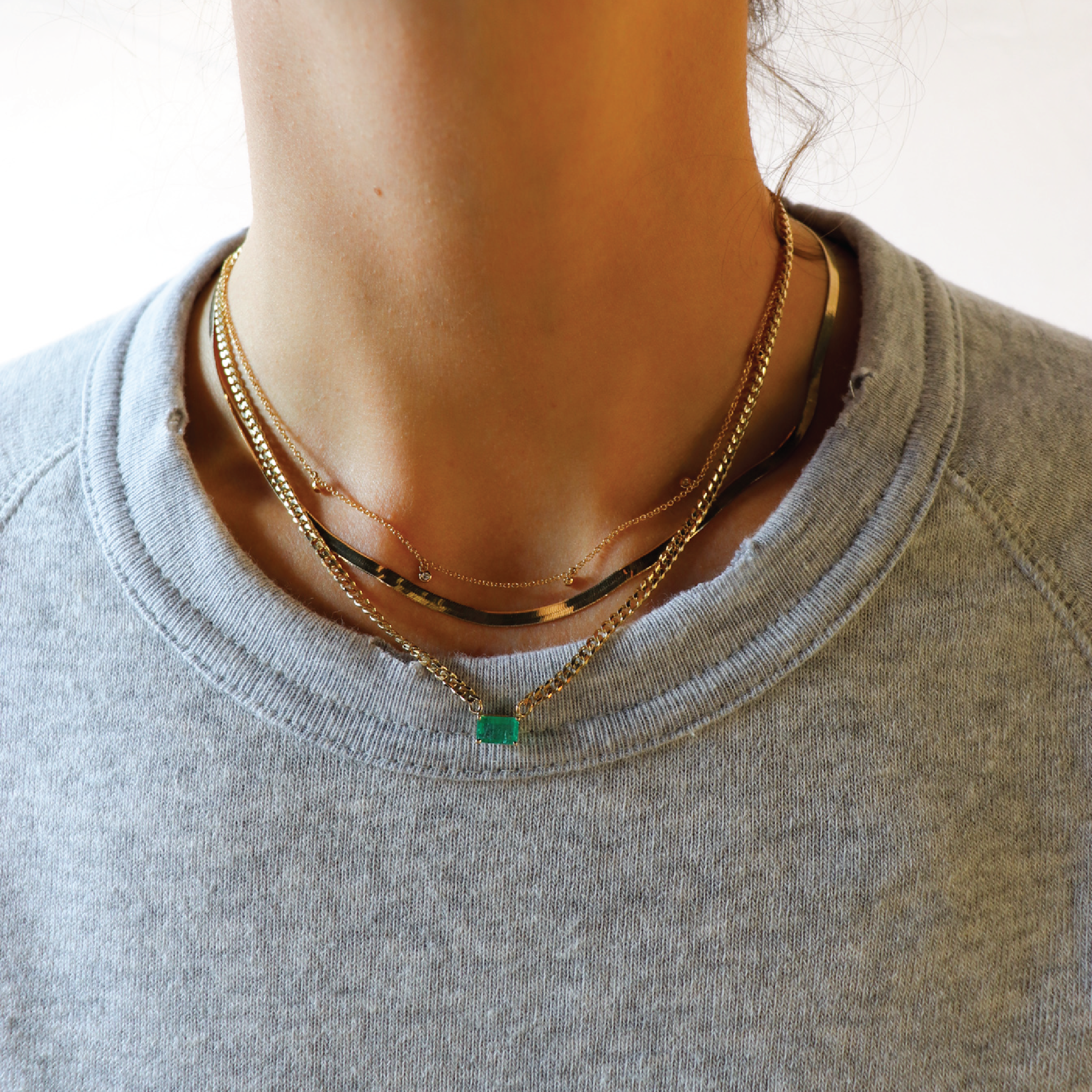 Emerald Curb Chain Necklace