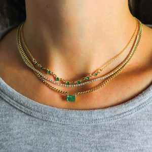 Graduated 3-Prong Emerald Necklace
