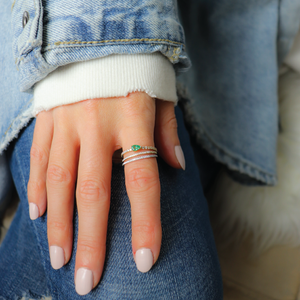 Pear Cut Emerald Pave Ring