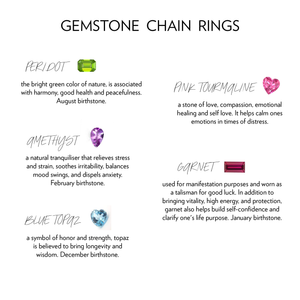 Gemstone Heart Bezel Chain Ring