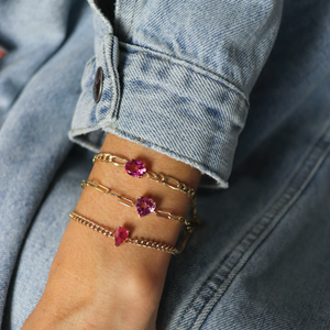 Ruby Pear Curb Chain Bracelet | ONE OF A KIND