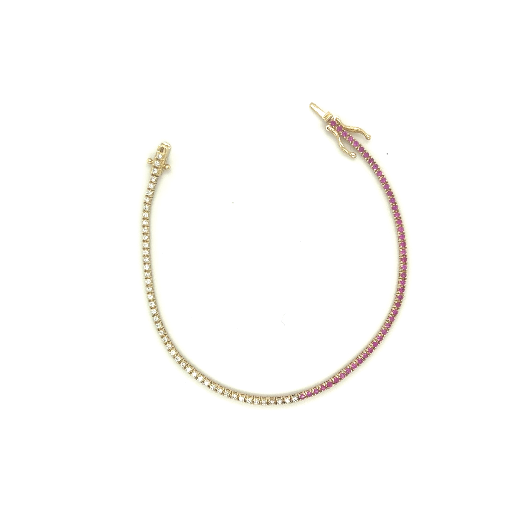 Half Diamond & Pink Sapphire Whisper Tennis Bracelet