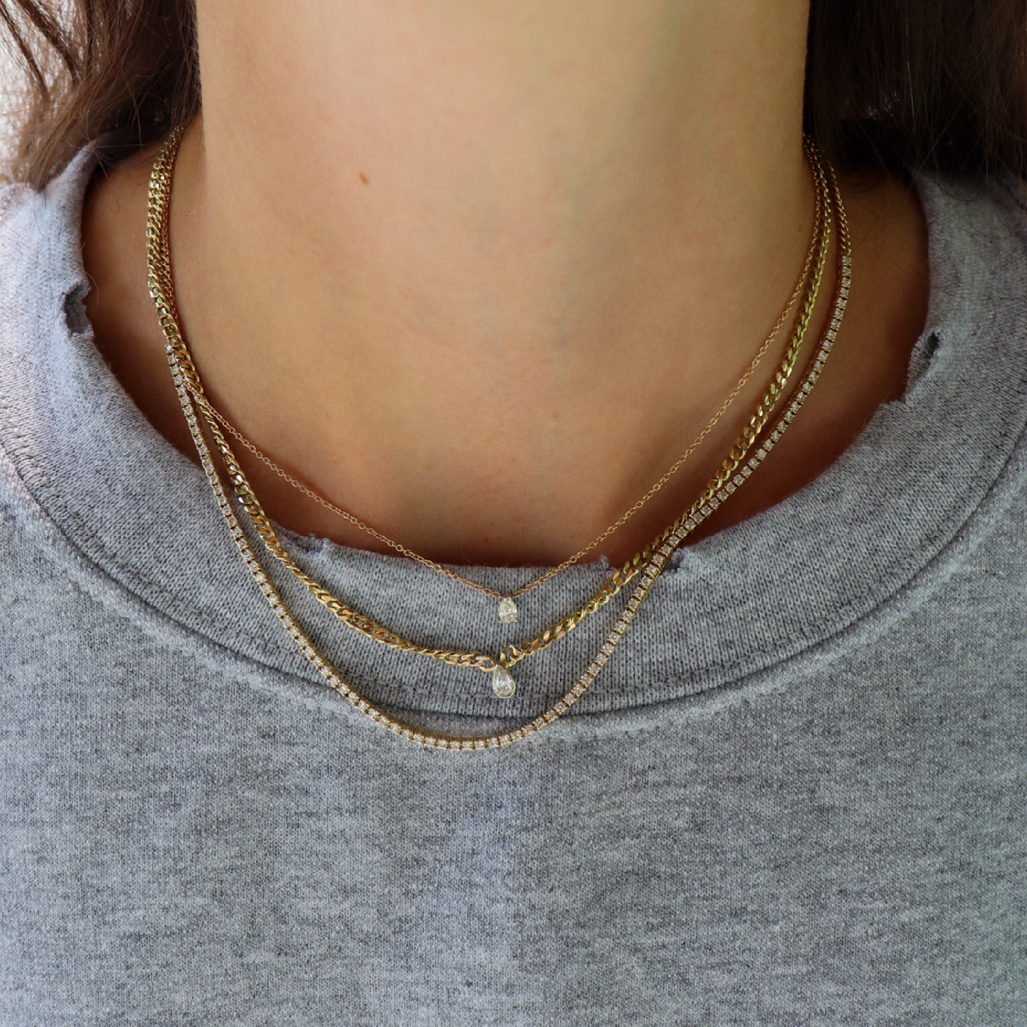 Mini Diamond Pear Necklace