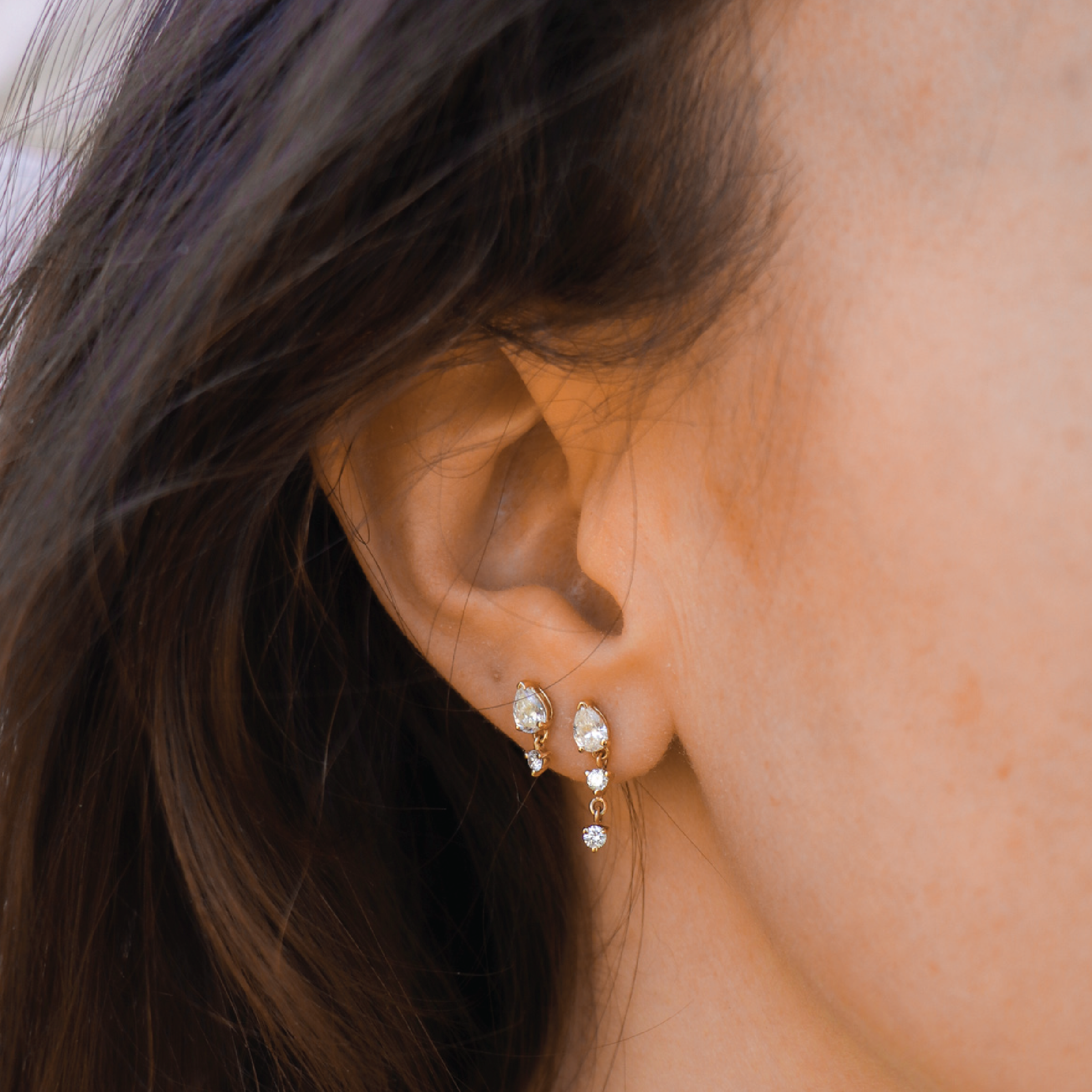 Diamond Pear Drop Earring
