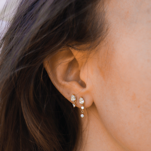 Diamond Pear Double Drop Earring