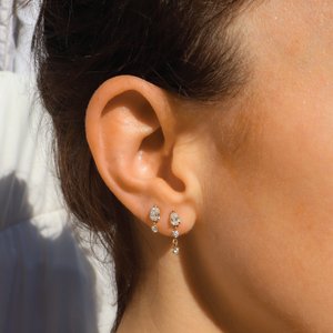 Diamond Pear Double Drop Earring