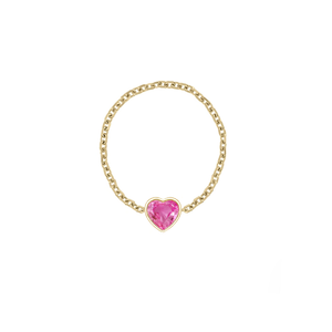 Gemstone Heart Bezel Chain Ring