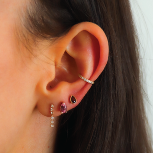 Pink Tourmaline Pear Stud Earring