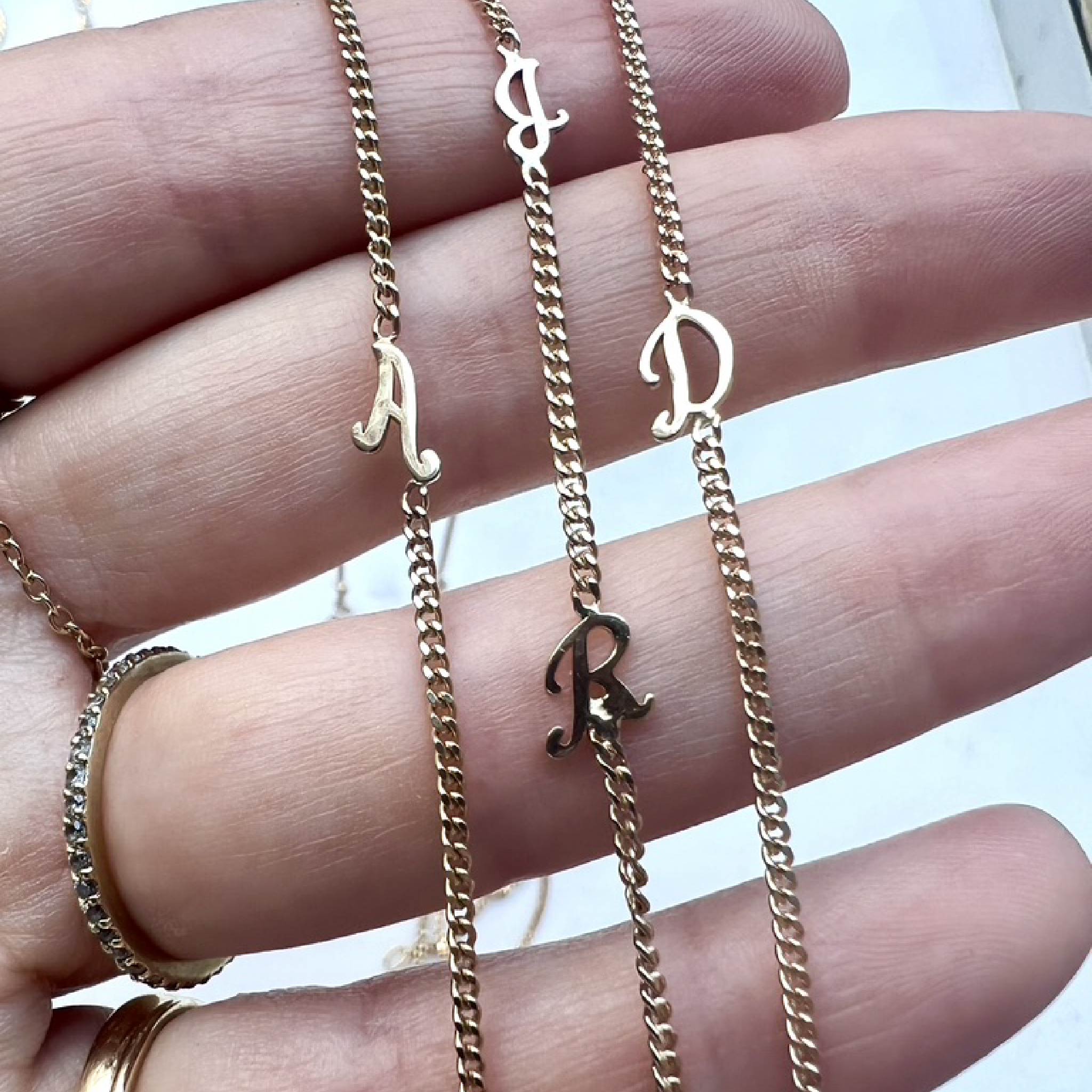 Script Letter Curb Chain Necklace