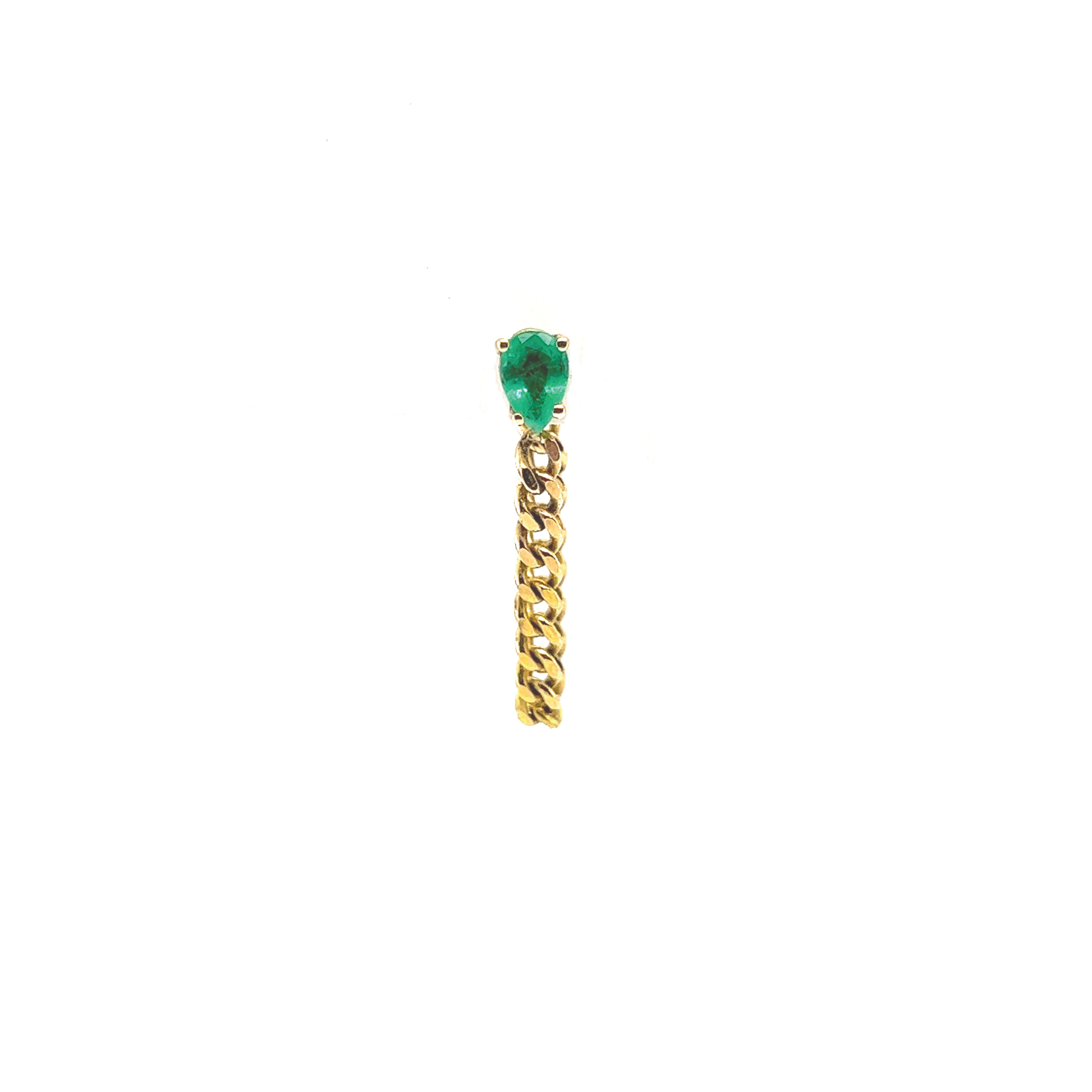 Pear Emerald Chain Loop Earring